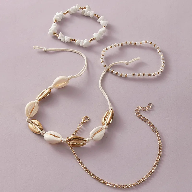 Summer Beach Crushed Stone Chain Anklet