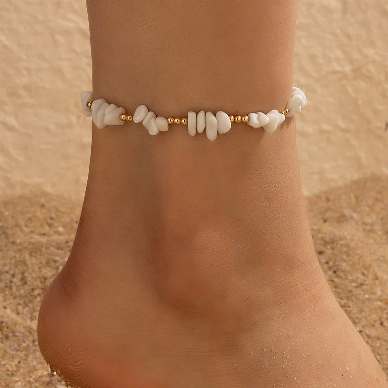 Summer Beach Crushed Stone Chain Anklet