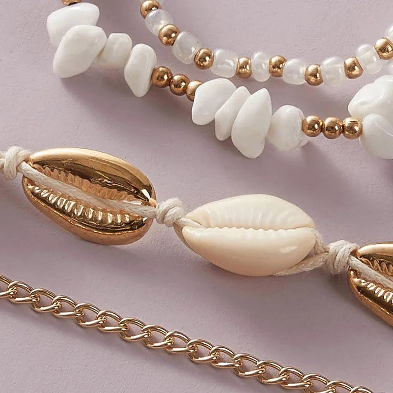 Summer Beach Crushed Stone Chain Anklet