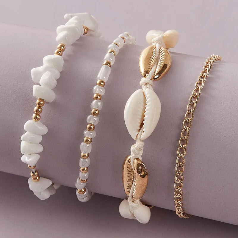 Summer Beach Crushed Stone Chain Anklet