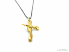 Gold Twig Cross Necklace