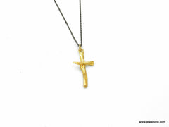 Gold Twig Cross Necklace