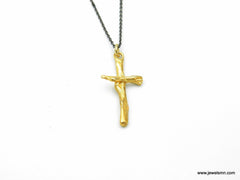 Gold Twig Cross Necklace