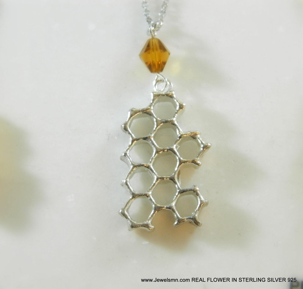 Honeycomb Bee Necklace-4